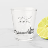 ピッツバーグ結婚式の引き出物パーソナライズされた応援 ショットグラス (正面)