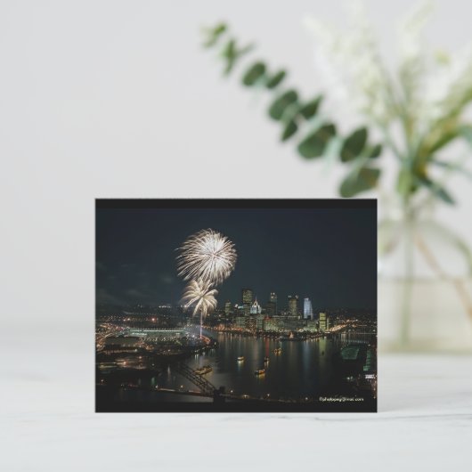 ピッツバーグ葉書ライトアップ夜"種類の1つ" ポストカード (スタンド正面)