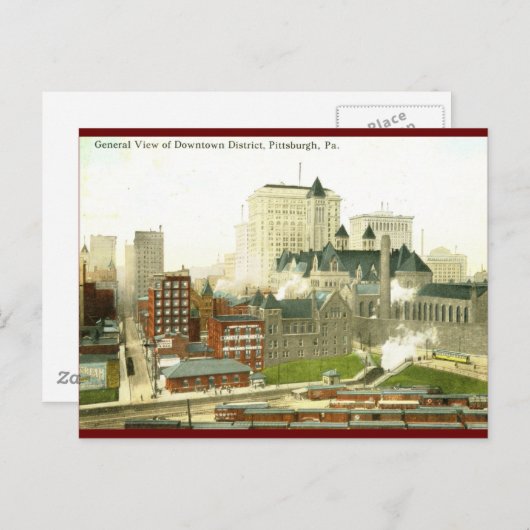 ピッツバーグ・ダウンタウン1915ヴィンテージ ポストカード (正面/裏面)