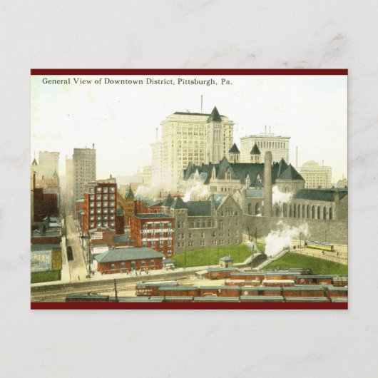 ピッツバーグ・ダウンタウン1915ヴィンテージ ポストカード (正面)