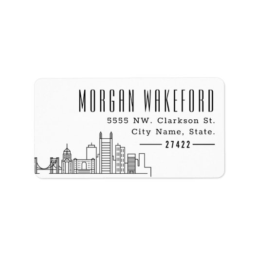 ピッツバーグ,ペンシルバニアモダン州デコスカイラインラージ ラベル (正面)