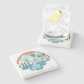 ピッツバーグ、ペンシルバニア|の都市景観のデザイン ストーンコースター (横)