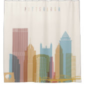 ピッツバーグ、ペンシルバニア|都市スカイライン シャワーカーテン (正面)