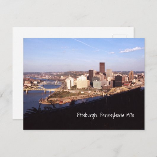 ピッツバーグ(ペンシルベニア州)市と橋々の空中写真 1970 ポストカード (正面/裏面)