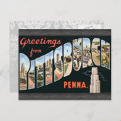 ピッツバーグ・ペンナさんからのご挨拶，ヴィンテージ ポストカード (正面/裏面)