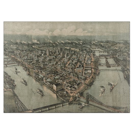 ピッツバーグ(1902年)のヴィンテージの絵解き地図 カッティングボード (正面)