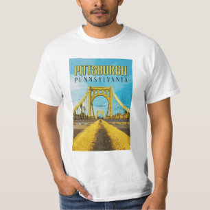 ピッツバーグ， PAイエローブリッジビンテージトラベルT – シア Tシャツ