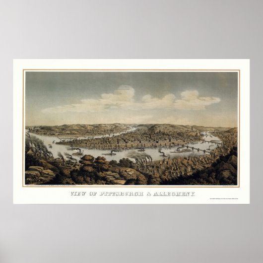 ピッツバーグ， PAパノラマMAp - 1874 ポスター (正面)