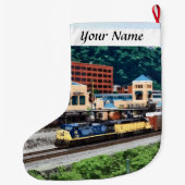 ピッツバーグPA -場所の正方形によって行く列車 ラージクリスマスストッキング (裏面)