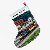 ピッツバーグPA -場所の正方形によって行く列車 ラージクリスマスストッキング (裏面 (吊り時))