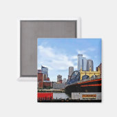 ピッツバーグPA - Train By Smithfield St Bridge マグネット (正面/裏面)