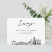 ピッツバ結婚ーグのミニマルなスケッチRSVP エンクロージャーカード (スタンド正面)