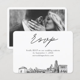 ピッツバ結婚ーグのミニマルなスケッチRSVP エンクロージャーカード