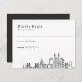 ピッツバ結婚ーグ |スタイル化されたスカイラインRSVP 出欠カード (正面/裏面)