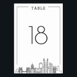 ピッツバ結婚ーグ |テーブル番号 テーブルナンバー<br><div class="desc">ペンシルバエレガントミニマルニアのピッツバーグの素晴らしい都市で行われる結婚のためのテーブル番号カード。市内スカイラインの様式化されたバージョンの上に置かれた簡人気がある略的な表の番号を備えユニークている。</div>