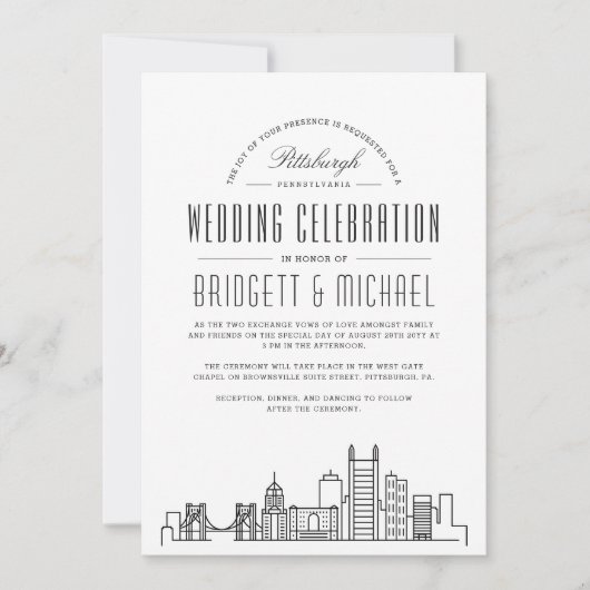ピッツバ結婚ーグ | デコモダンスカイライン 招待状 (正面)