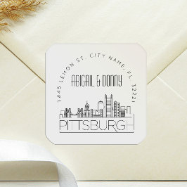 ピッツバ結婚ーグ |事前にアドレス指定された封筒用シール スクエアシール