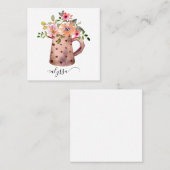 ピッティ素朴ーピーチ&マウブウォーターカラーフローラ スクエア名刺 (正面/裏面)