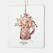 ピッティ素朴ーピーチ&マウブウォーターカラーフローラ セラミックオーナメント (左)