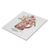 ピッティ素朴ーピーチ&マウブウォーターカラーフローラ タイル (側面)