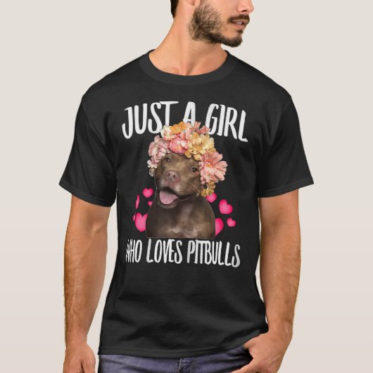 ピットを愛する女の子は犬の愛Rパパママ Tシャツ (正面)