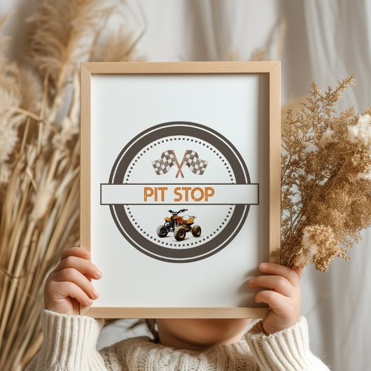 ピットオストップレンジクワッドバイク誕生日標識 ポスター
