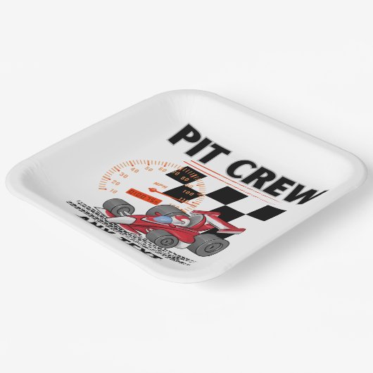 ピットクルー誕生日パーティーテーマレースカー ペーパープレート (傾斜あり)