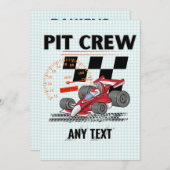 ピットクルー誕生日パーティーテーマレースカー 招待状 (正面/裏面)