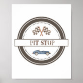 ピットストップネイビーブルーレースカーサイン ポスター (正面)