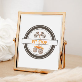 ピットストップモンスタートラック誕生日標識 ポスター