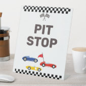ピットストップ2高速レース車の誕生日スナックテーブル 台座サイン (インサイチュ)