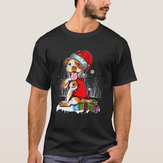 ピットブルおもしろいクリスマスI愛ママTattooクリスマスPa Tシャツ (正面)