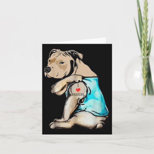 ピットブルおもしろいドッグ私は大好きグランドパタトゥーグラおもしろいン カード (正面)