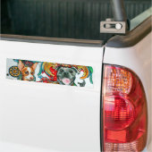 ピットブルおよびチワワ バンパーステッカー (トラック上)