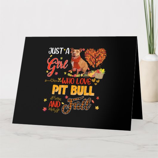 ピットブルとカボチャ秋を愛する女の子 カード (正面)