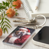 ピットブルとサンタクロースフェスティバルクリスマス キーホルダー (正面右)