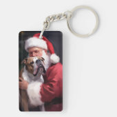 ピットブルとサンタクロースフェスティバルクリスマス キーホルダー (裏面)