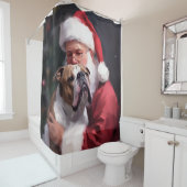 ピットブルとサンタクロースフェスティバルクリスマス シャワーカーテン (インサイチュ)