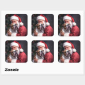 ピットブルとサンタクロースフェスティバルクリスマス スクエアシール (シート)