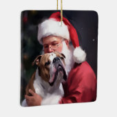 ピットブルとサンタクロースフェスティバルクリスマス セラミックオーナメント (右)