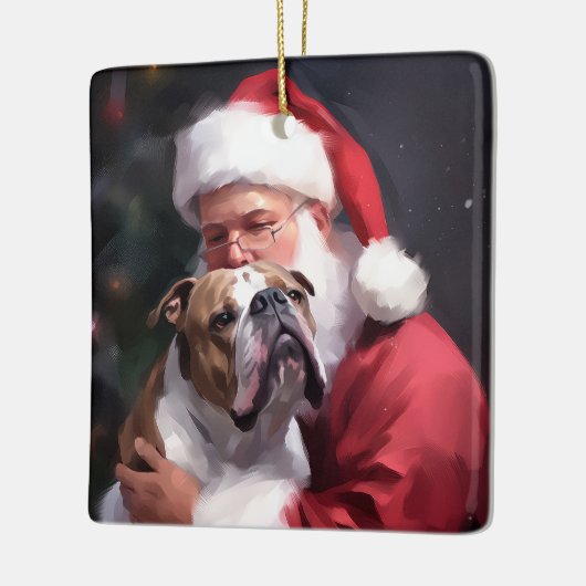 ピットブルとサンタクロースフェスティバルクリスマス セラミックオーナメント (左)