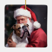 ピットブルとサンタクロースフェスティバルクリスマス セラミックオーナメント (裏面)