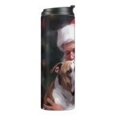 ピットブルとサンタクロースフェスティバルクリスマス タンブラー (回転左)