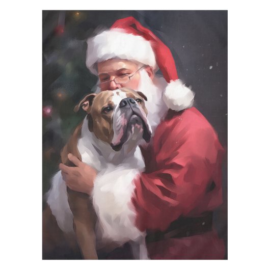 ピットブルとサンタクロースフェスティバルクリスマス テーブルクロス (正面)