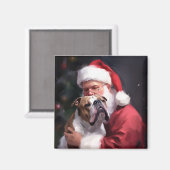ピットブルとサンタクロースフェスティバルクリスマス マグネット (正面/裏面)