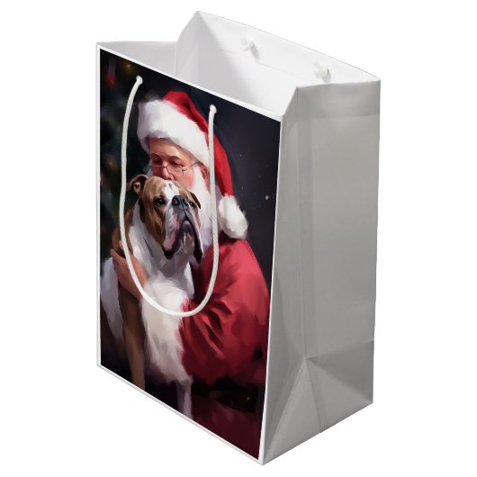 ピットブルとサンタクロースフェスティバルクリスマス ミディアムペーパーバッグ (裏面アングル)