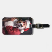 ピットブルとサンタクロースフェスティバルクリスマス ラゲッジタグ (正面横)