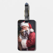ピットブルとサンタクロースフェスティバルクリスマス ラゲッジタグ (裏面縦)