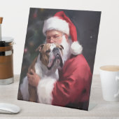 ピットブルとサンタクロースフェスティバルクリスマス 台座サイン (インサイチュ)