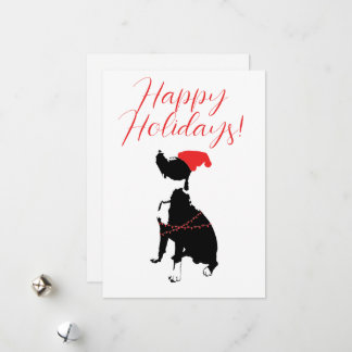 ピットブルとサンタ帽子とライトで楽しいホリデーシーズン シーズンカード
